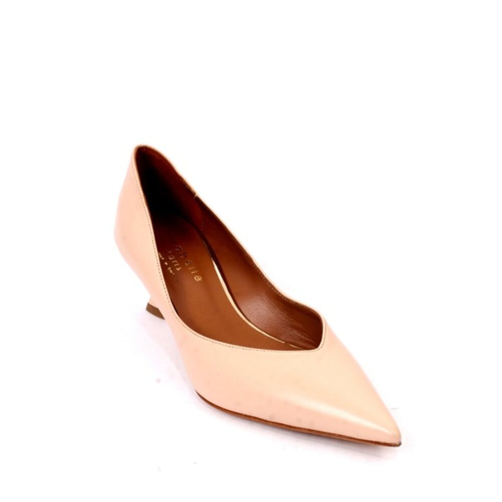 Isabelle 518c Beige Leather Stiletto Heels Pointy Toe Pumps